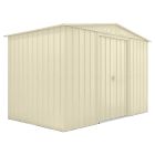 Gable Roof Shed, 10 X 6 Ft, Double Sliding Doors, Smooth Cream