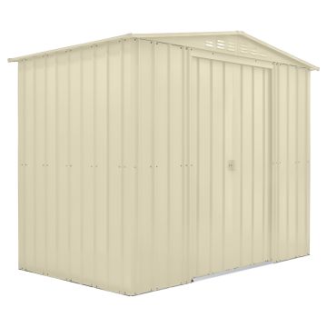 Gable Roof Shed, 8 X 5 Ft, Double Sliding Doors, Smooth Cream